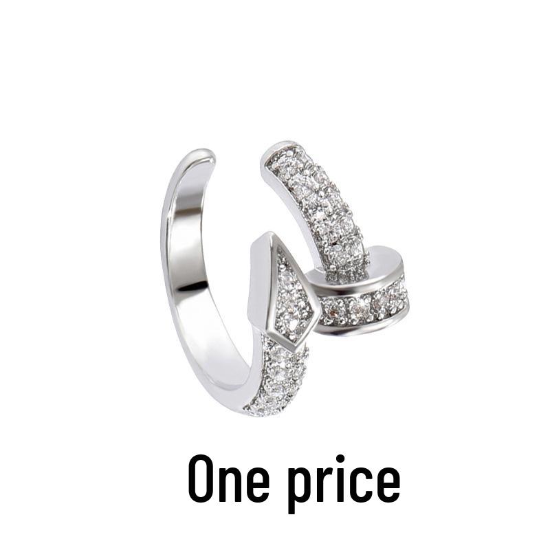 Zirkonia Doppel-Schicht Strass-Kreuz-Kette Ohne-Piercing Stern Ohr-Manschette für Damen