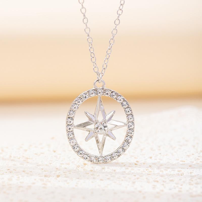 New Accessories Fashion Diamond Circle Pendant Women's Personality Versatile Hexagram Necklace