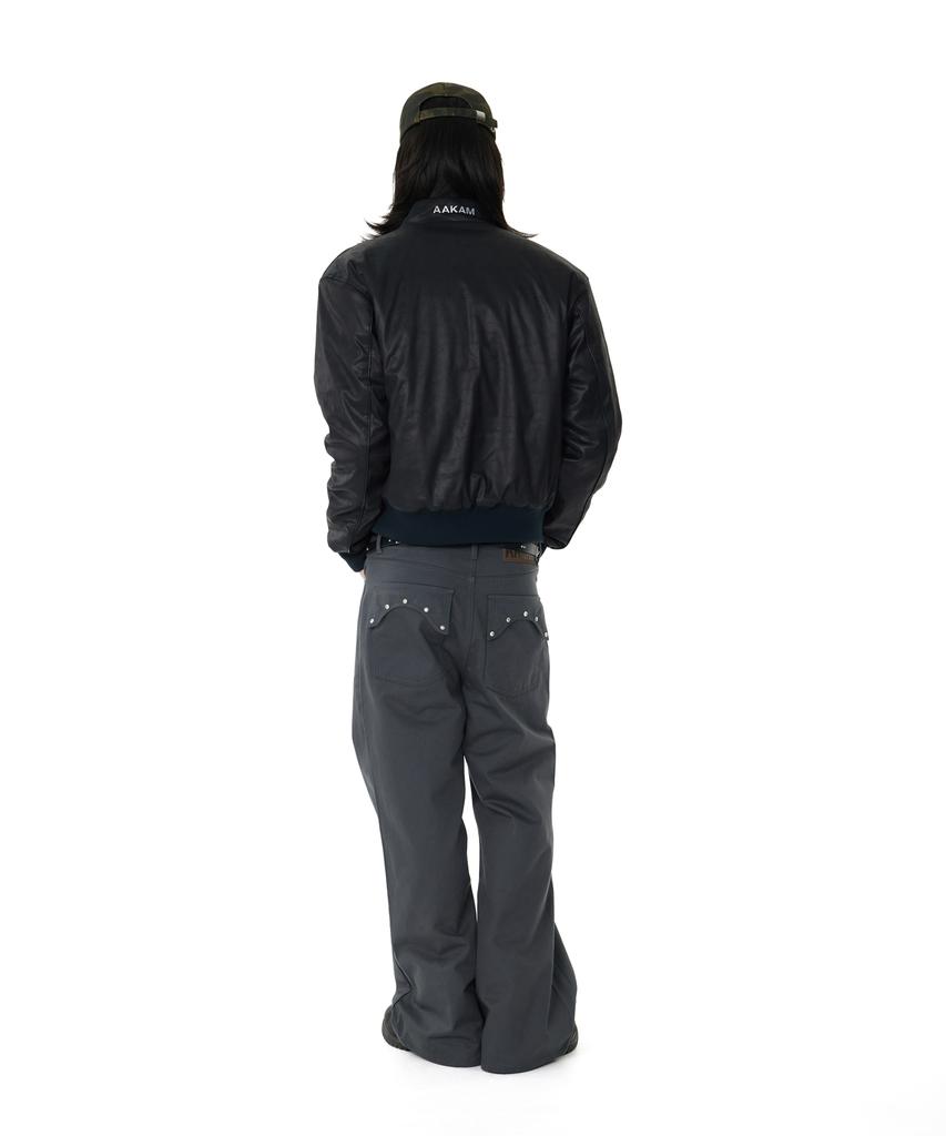 Aakam Piping Leather Blouson (Black)