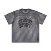 Mens Oversized Waffle Knit Long Sleeve Tee With Washed Print Soft Cotton Blend Winter Casual Wear