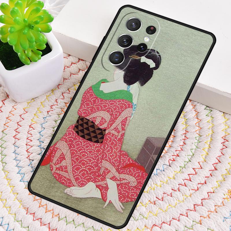 Japanese geisha Luxury Silicone Phone Case For Samsung Galaxy note 10 pro S26 S25 S24 S23 S22 S21 Plus S25Ultra Capa Cover