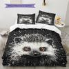 Black Hedgehog Pattern Bedding Home Decoration Birthday Gift (1 * Duvet Cover + 2 * Pillowcase, Without Core)
