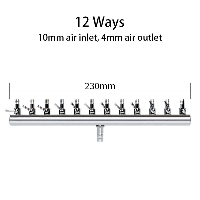 2/4/6/8/10/12Ways Stainless Steel Air Flow Splitter Distributor Pump Valves for Aquarium Air Splitter Valve Fish Tank Air Pump