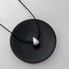 Jinruixi Minimalist Cold Style Glossy Metal Water Drop Black Leather Necklace for Women - Autumn Sweater Chain.