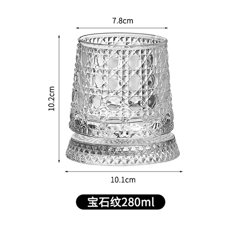 Rotating Whiskey Cup With Led Lamp Holder Crystal Glasses Tumbler for Cocktail Scotch, Bourbon, Gin, Brandy Home Bar Accessories AS SHOWN