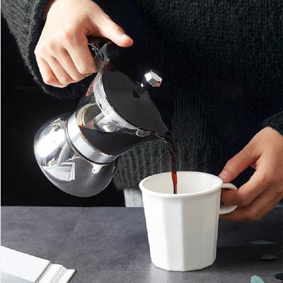 200ML/300ML Přenosná Průhledná Viditelná Moka Konvička Domácí Varná Kávová Konvička Nerezový Espresso Kávovar