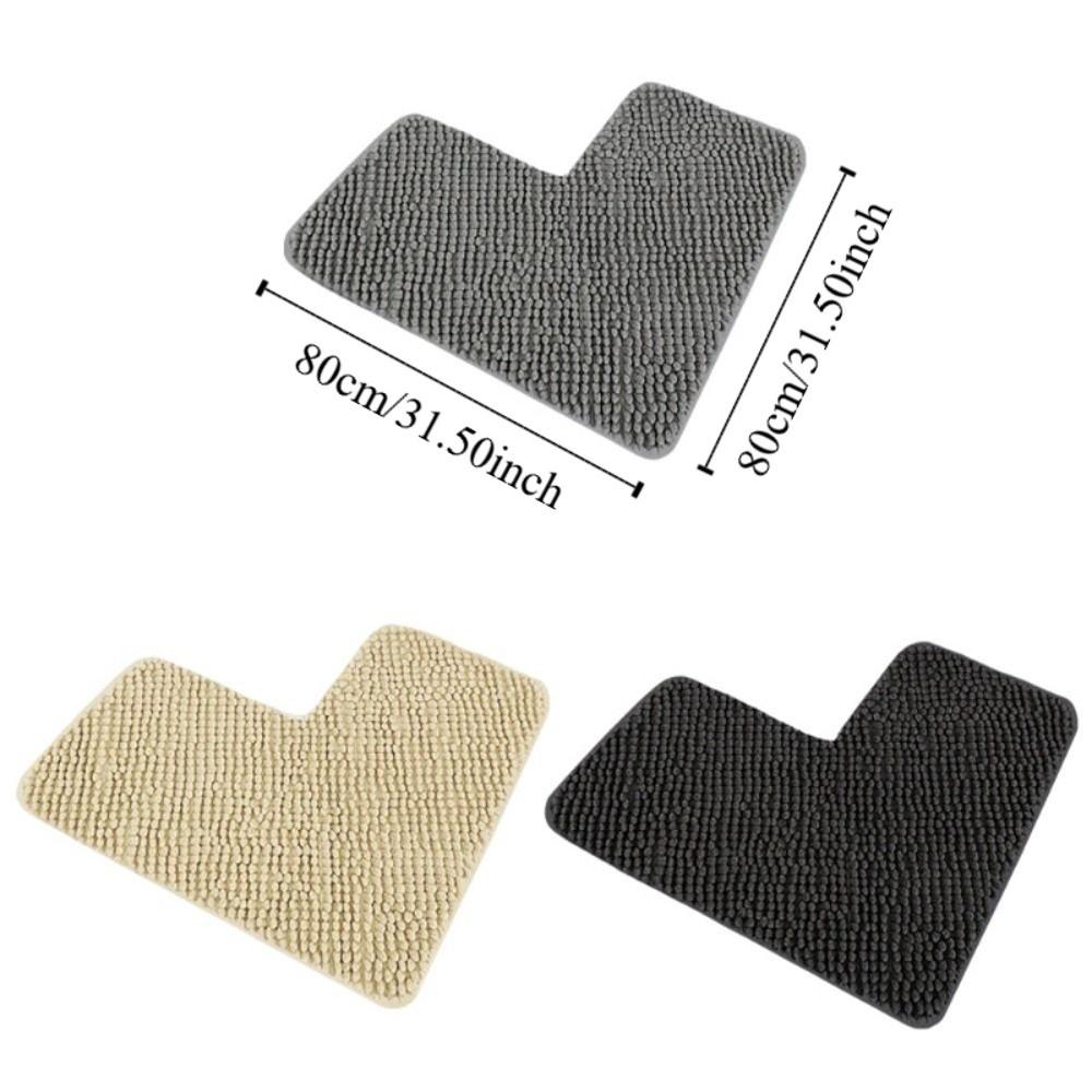 Absorbent L-shaped Chenille Bath Mat Washable Carpet Durable Corner Shower Mat Bathroom