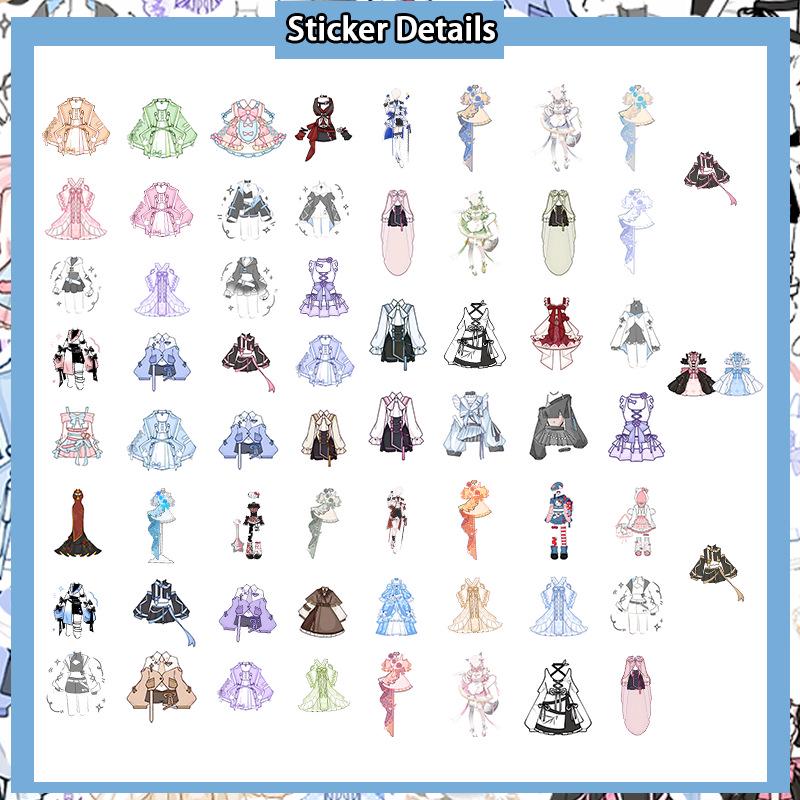 63-Piece Clothing Design Doodle Stickers for Skirts & Outfits