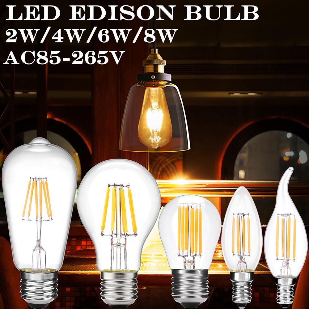 E27 E26 E14 2W4W6W8W LED Light Edison LED Bulb Vintage Led E27 Bulb Retro Lamp 220V 2W 4W 6W 8W 10W Led Filament