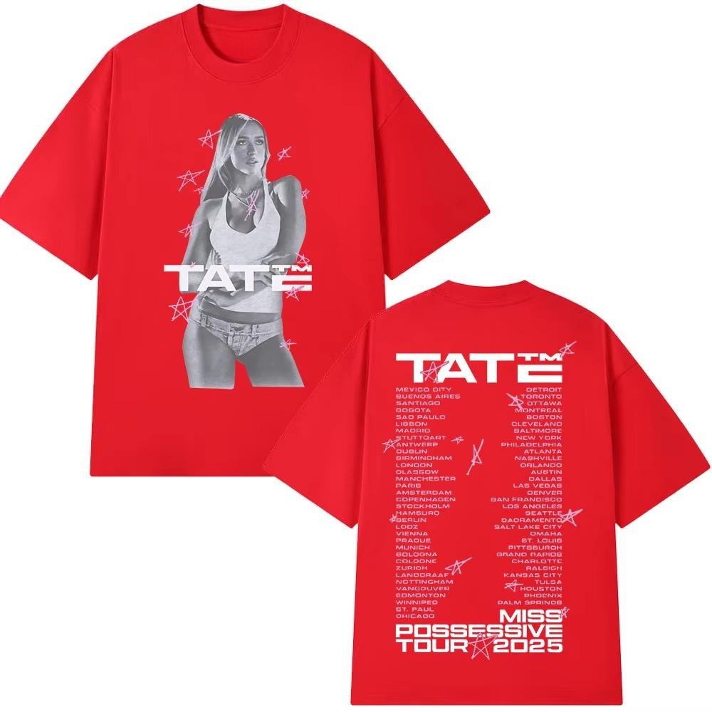 Tate McRae Miss Possessive Tour Merch TShirt Unisex Harajuku ONeck Short Sleeve T Shirts Cotton Casual Unisex Tshirt Streetwear
