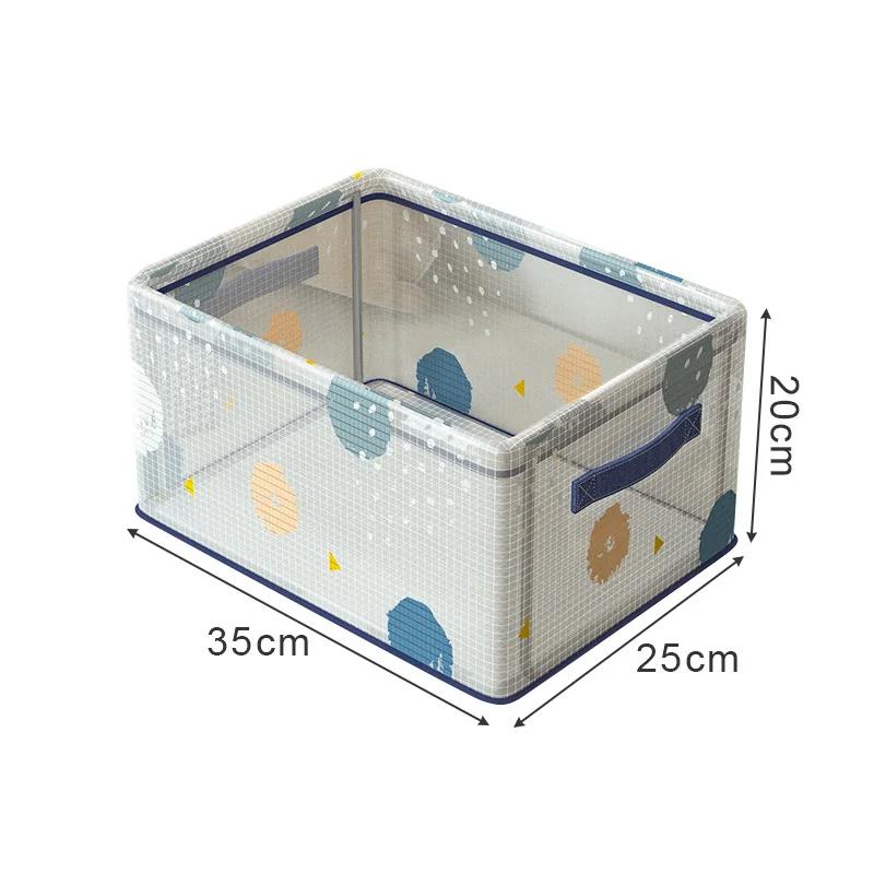 Waterproof PVC Clothes Storage Basket Clear Foldable Underwear Organizer Box with Metal Frame Save Space Sundries Storage Box