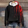 Women's Casual Fashion Wine Turkey Family Print Long Sleeve O-Neck Pullover Hoodies