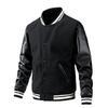 Men's Autumn/Winter Fashion Baseball Jacket - Wool & PU Sleeve Casual Outerwear