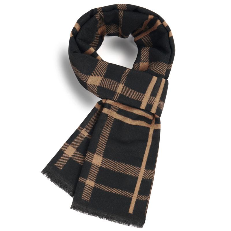 Men'S Scarves Men'S Winter Warmth Plaid Long Imitation Cashmere Men'S Scarves Custom