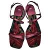ZARA Satin Ankle Strap Kitten Heel Sandals Burgundy Womens 1135941038