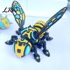 Bee Table Decor 3D Printed Mechanical Figurine, Collectible Cyberpunk Hornet Ornament with Toy Movable Joints, Stress Relief Articulated Insect Fidget