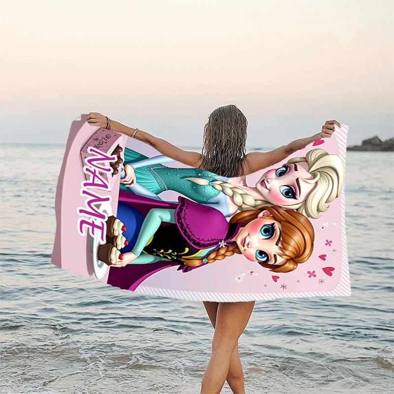 1pc Frozen12 Beach Towel with Custom Name, Beach/Swimming/Bath/Picnic/Camping Towel, Suitable for Seaside Beaches