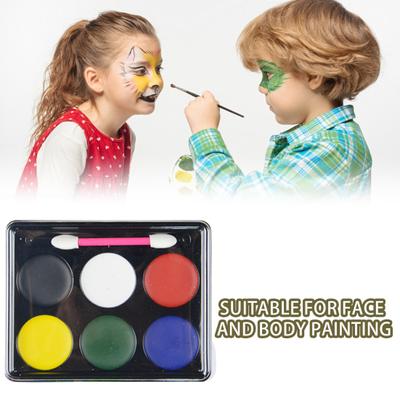 6-Farben Gesichtsmalerei Palette Rot Weiß Blau Schwarz Grün Gelb Körperbemalung Make-up Wasserbasiert Hochpigmentiert Hypoallergen Künstlerpalette