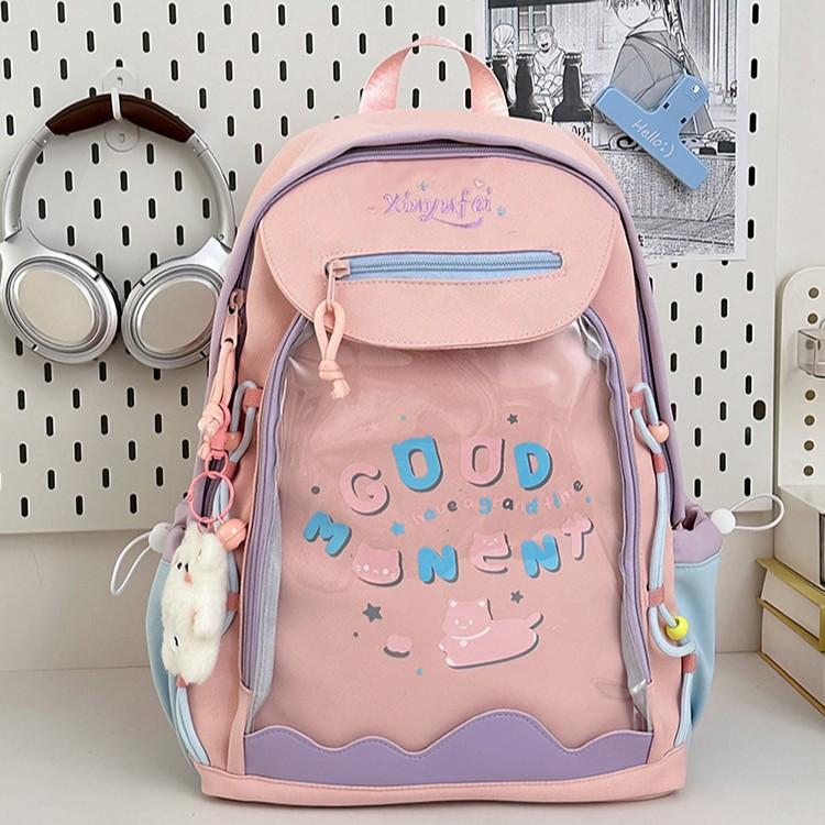 Young Girl Cute Transparent Schoolbag for Men and Women with High Value  Large Capacity  Light Weight and Multi Functional Shoulder Bag.