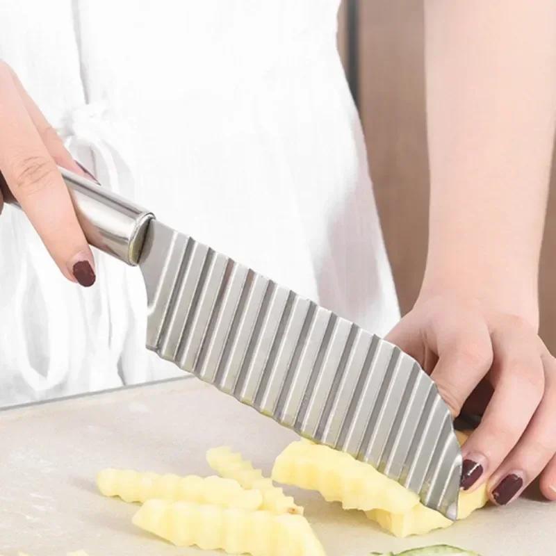 Dough vegetables and fruits wrinkle wave slicer knife potato stainless steel cutting machine tool steel potato chip slicer