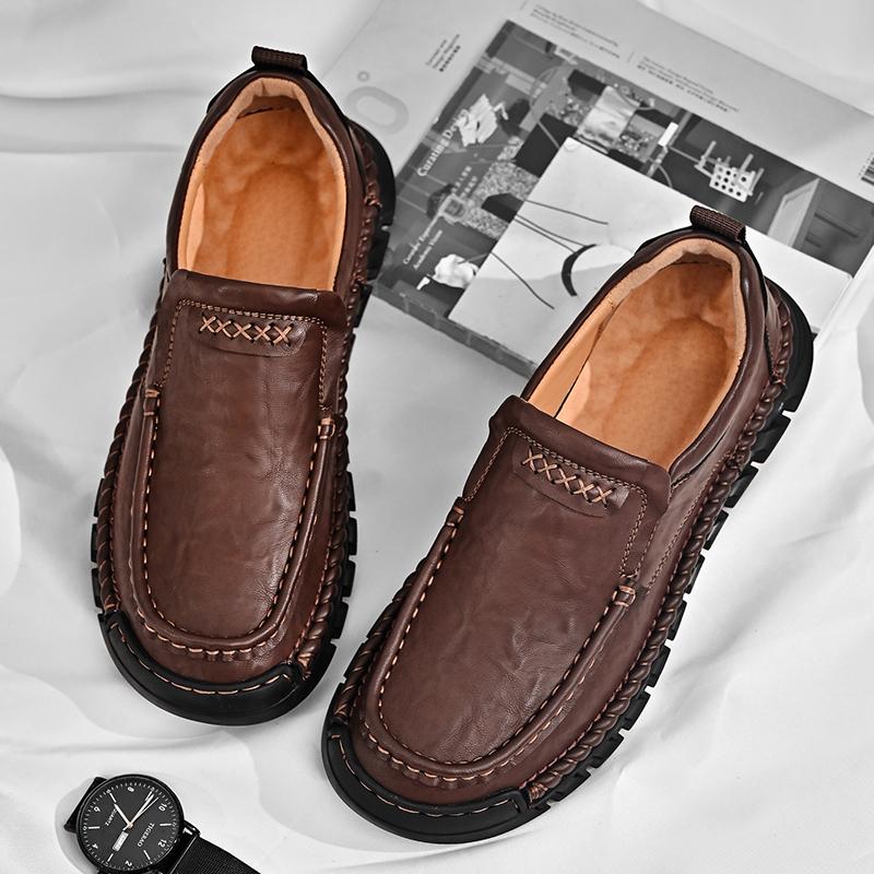 Handmade Casual Leather Shoes Men Loafers Leather Boots Men Shoes Comfortable Ankle Boots For Men Large SizeTooling Shoes