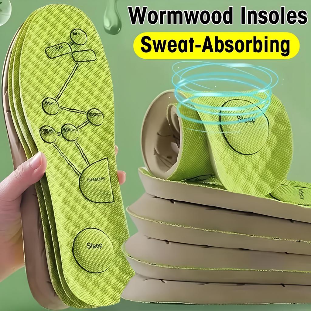 1 Pair Of EVA Wormwood Deodorant Massage Insoles For Men And Women, Deodorant Breathable Sweat-absorbing Soft Sole Insoles