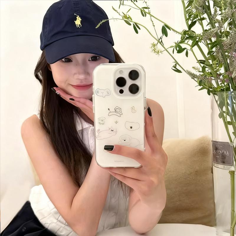 

Новый стиль Ins Молочный Шепот Милый Граффити Линия Животные Чехол Для Телефона Для iPhone17 Promax Air 16 Pro 15 14 13 12 11Pro Max Plus iPhone 13 Pro