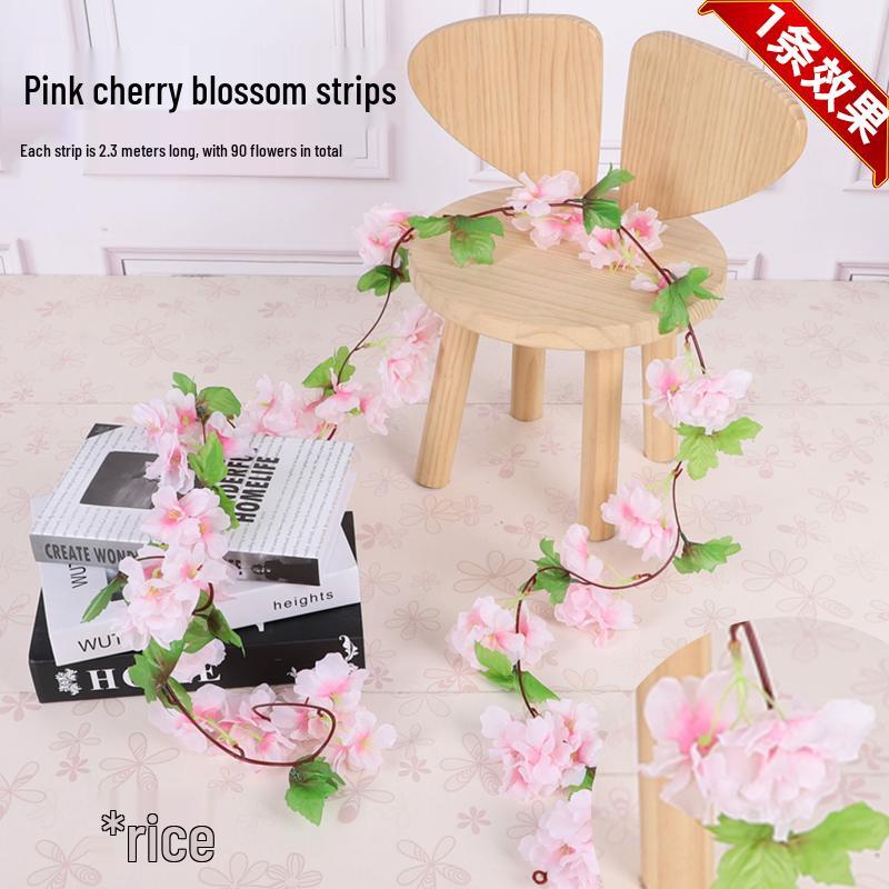 Artificial Cherry Blossom Vine: Indoor Ceiling Wedding Decoration, Rattan Pipe Cover