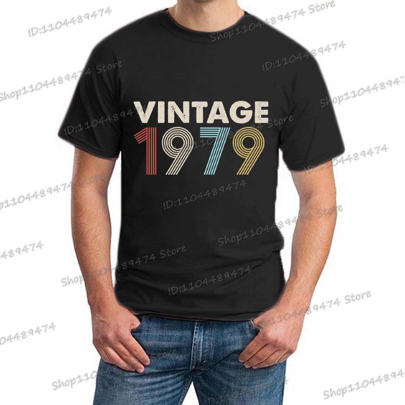 Men's Short Sleeved T-shirt Vintage 1975 Print Birthday Years 1970 To 1979 Design Streetwear 50th Birthday Homme Camiseta