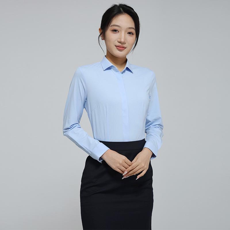 

Women s 80s Style Long Sleeve Silk Shirt - White Sun Protection, Autumn High-End Formal Top 38 (115-125 pounds)