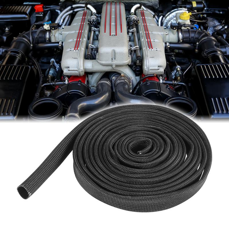 X Autohaux Car Heat Wire Shield Sleeve Heat High Temp Shield 10ft 10mm 3/8  Fiberglass Vehicle Engine Spark Plug Wire Protection