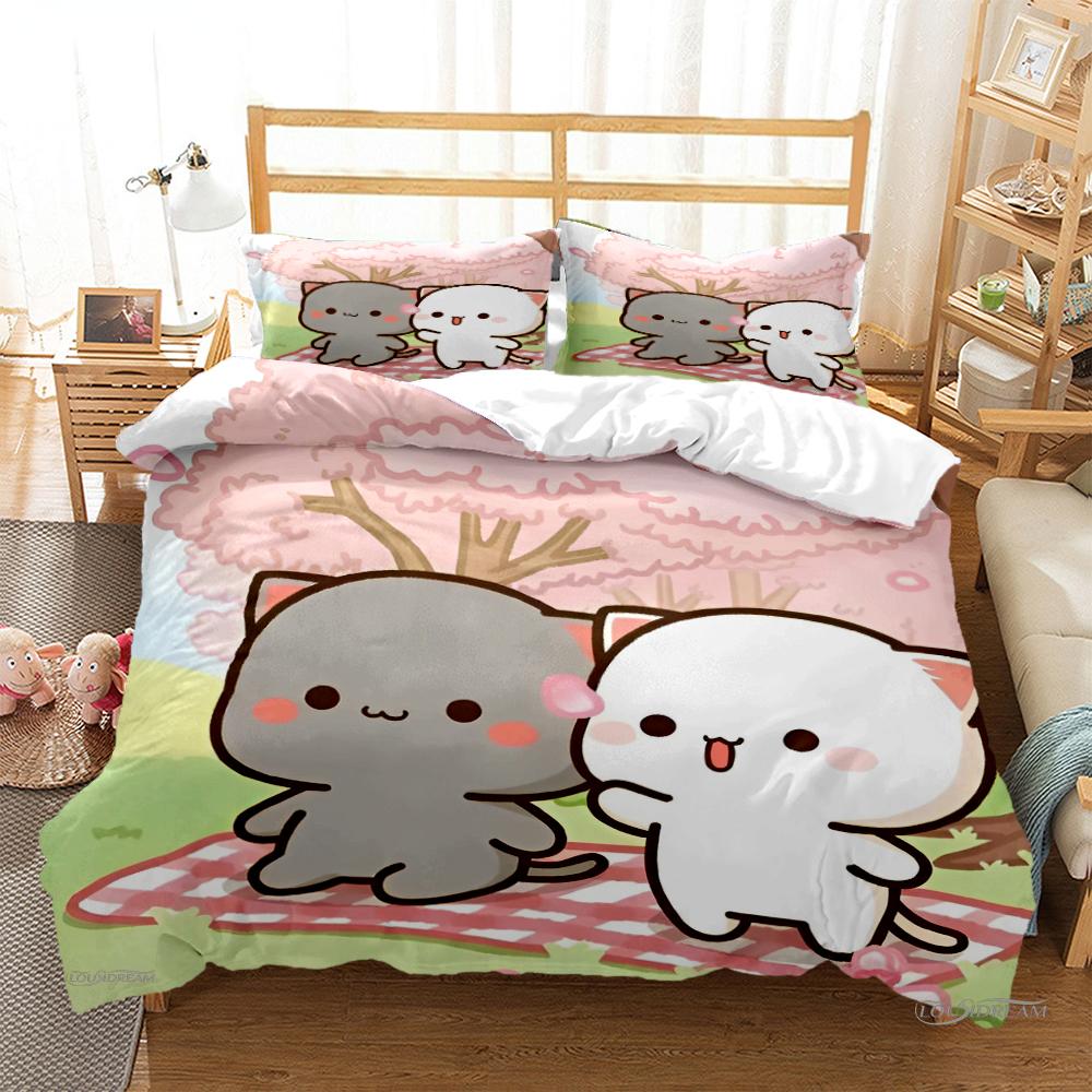 Süßer Bubu Dudu Cartoon Bär Panda Bettbezug Kawaii Bettwäsche-Sets Weicher Bettbezug und Kissenbezüge Single_Double_Queen_King Kid