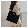 Korean Style Cotton Tote Bag for Women Solid Color Large Capacity Handbag Fashionable Casual Shoulder Purse CLE