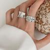 2Pcs/Set Geometric Irregular Open Rings For Women Vintage Simple Silver Color Wide Face Rings Set Daily Wear Jewelry Accessories