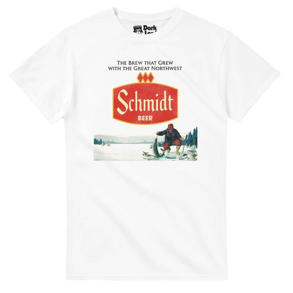 Schmidt Beer T-Shirt: Retro Ice Fishing Graphic Tee