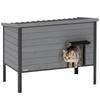 Wetterfestes Katzenhaus mit aufklappbarem Dach, herausnehmbarem Boden, Eingang, für 1-2 Katzen bis 12 kg, 85x55x70 cm, Hellgrau