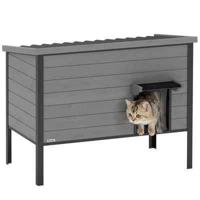 Weatherproof Cat House with Hinged Roof, Removable Floor, Entrance, for 1-2 Cats Up To 12 Kg, 85x55x70 Cm, Light Grey
