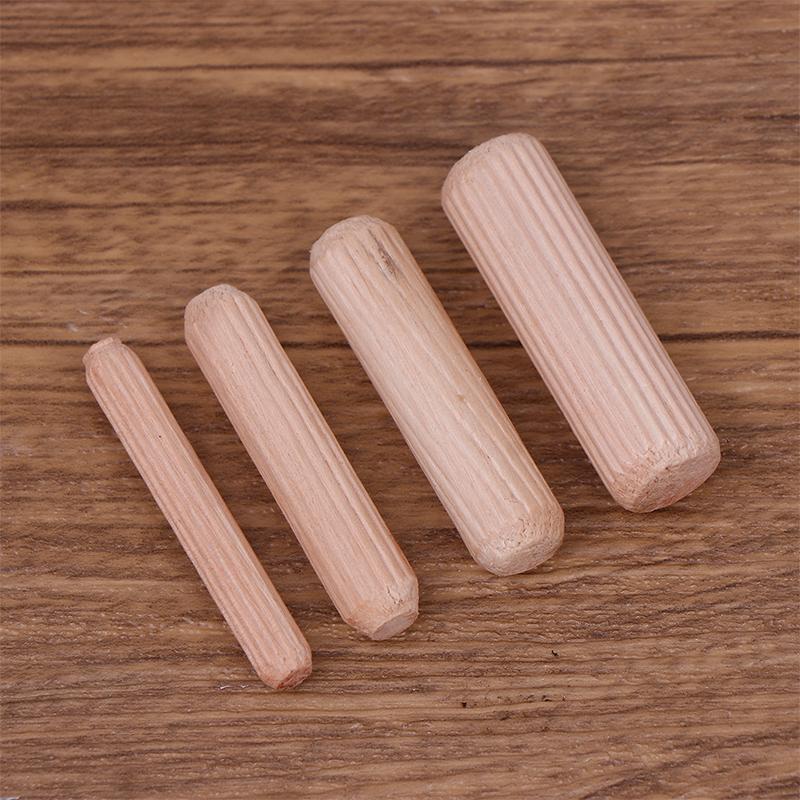 100Pcs/Pack Round Wooden Dowel Pins 6*40Mm 8*40Mm 10*40Mm Cabinet Drawer Round Fluted Diy Woodworking For Dowel Jigs Drill