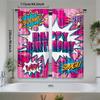 2pcs Birthday & Halloween Curtains - Comic Book Style Window Drapes with BOOM! BAD! Graphic   Semi-Sheer Rod Pocket Window Treatm