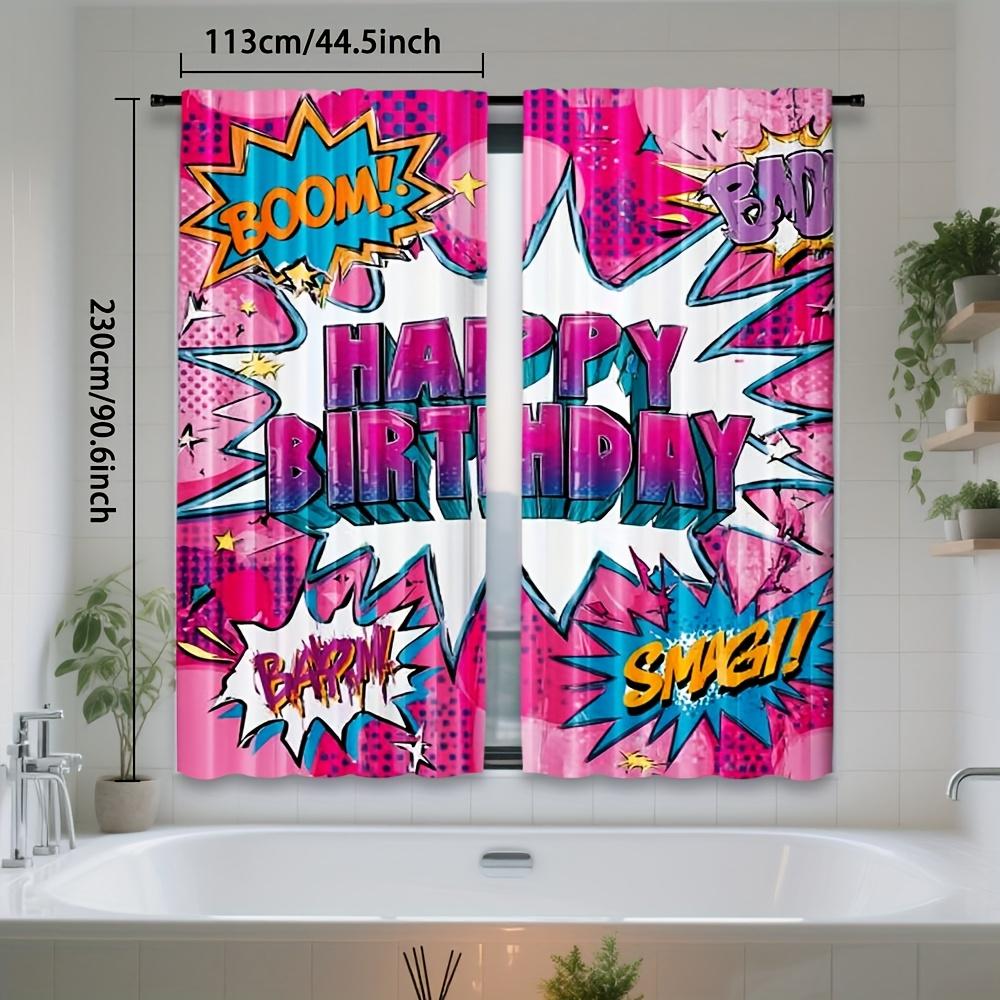 2pcs Birthday & Halloween Curtains - Comic Book Style Window Drapes with BOOM! BAD! Graphic   Semi-Sheer Rod Pocket Window Treatm
