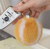 Cute Tennis Ball Key Chain Rabbit Fur Ball Key Chain 8cm Pompons Keychain Plush Bag Charm Girl's Gift Keyring Accessory Key Ring