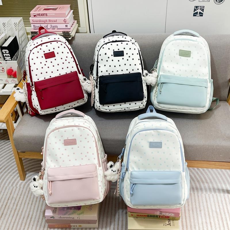 Schoolbag New Student Large Capacity College Style Student Backpack Junior High School Student College Student Sweet Polka Dot High Value Backpack
