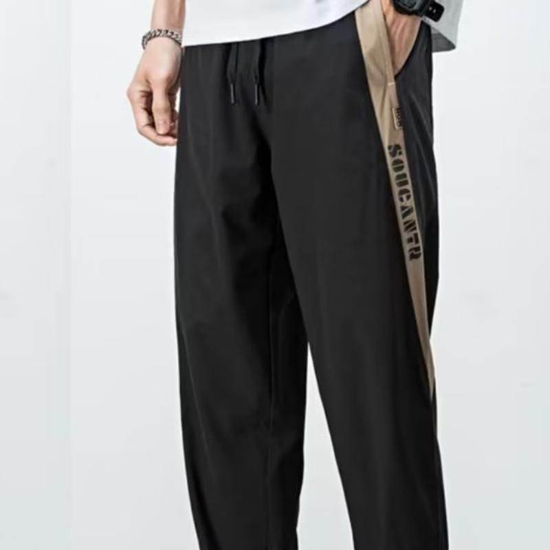 

Новые летние тонкие дизайнерские завязки Ice Silk, мужские укороченные брюки, повседневные брюки, свободные спортивные брюки 4XL