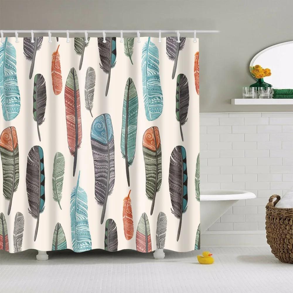 African Style Tribal Pattern Portrait Shower Curtains Valance Curtains Fabric Waterproof Polyester For Bathroom Curtain Hooks