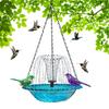 Hängendes Vogelbad mit Solar-Wasserspielen Multifunktionale Kolibri-Badeschale Outdoor-Futterstelle und Tränke für Vogelbad