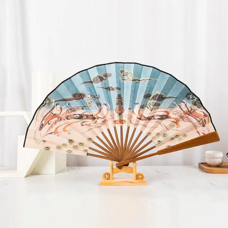 Dunhuang Cultural and Creative Fan Nuevedeer Folding Fan Chinese Style Ancient Style Han Chinese Clothing Summer Gift Female Tourist Souvenir Men
