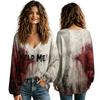 Women's V-Neck Halloween Fall Top for Seasonal Celebrations Comfortable Everyday Shirt