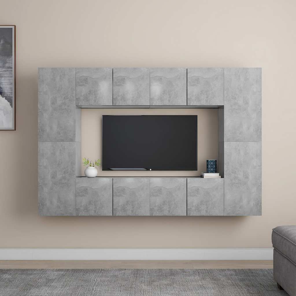 Vidaxl 8-Cz. Zestaw Szafek Tv, Szarość Betonu, Materiał Drewnopochodny