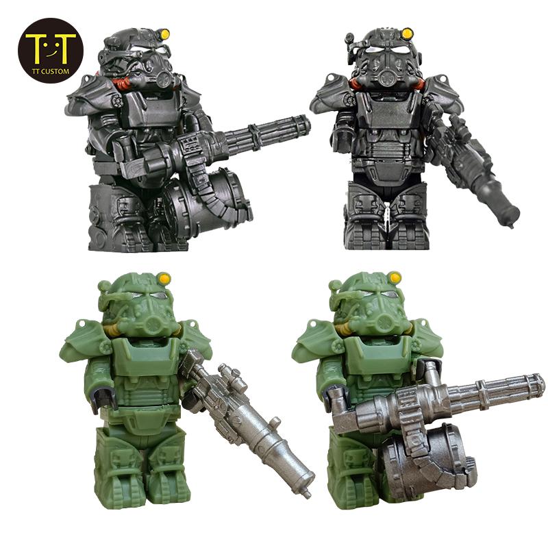 MOC Military T60 Armor Soldiers Mini Anime Action fallouts Figures Weapons Robot Kinghts Building Blocks Bricks DIY Toys  gifts