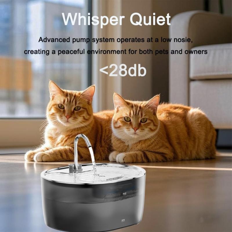 High Capacity SelfCleaning Cats Water Dispenser With Stainless Steel Spouts For Continuous Freshed Water Flows Low Noise